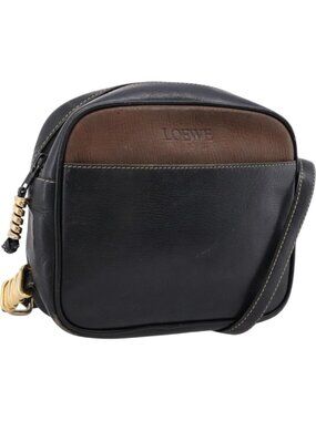 LOEWE Shoulder Bag Leather Black Gold Tone